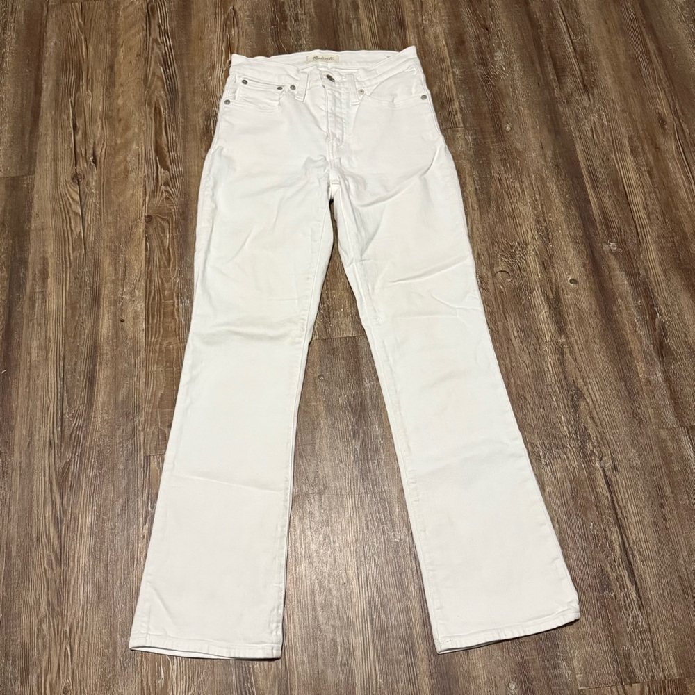Madewell Cali Demi Boot Jeans Women's 25T Stretchy in Pure White Denim